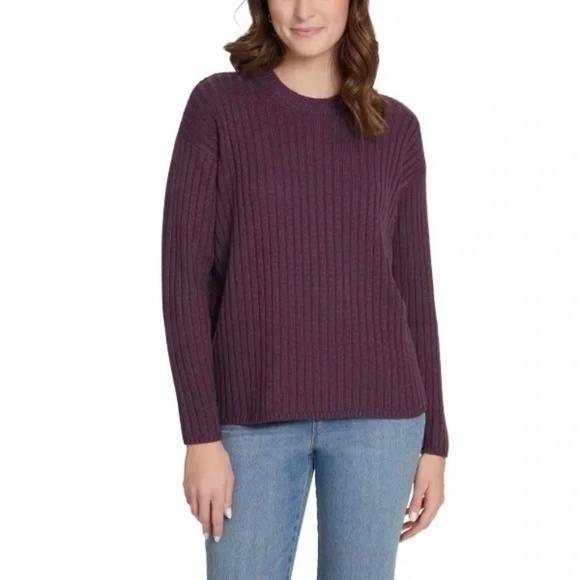 Jessica Simpson Women’s Ribbed Sweater, Relaxed Fit, Purple, Small NWT - Picture 1 of 16